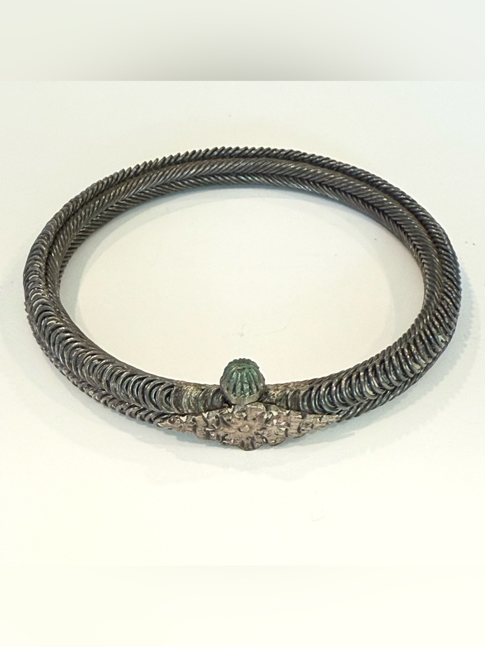 Vintage Sterling Silver Armlet Tribal Bracelet Thick Heavy Layered Bangle